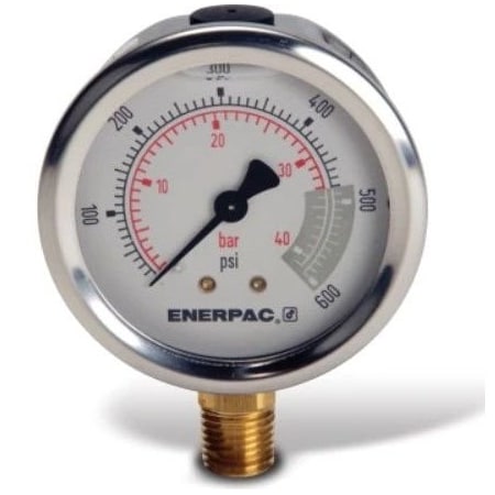 Enerpac Hydraulic Pressure Gauge, 250 In Face, Lower Mount, Glycerine Filled, 2,000 Maximum Psi G2515L